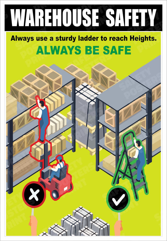 Warehouse Safety - Always Use a Sturdy Ladder to Reach Heights