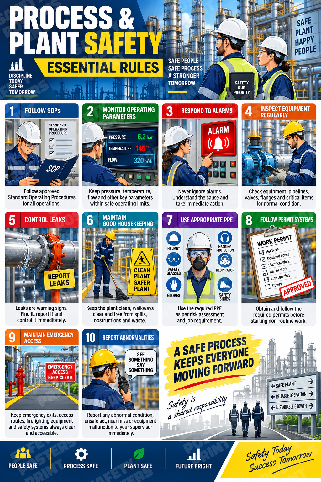 PP-14 Process and Plant Safety - Essential Rules. Workplace safety poster.