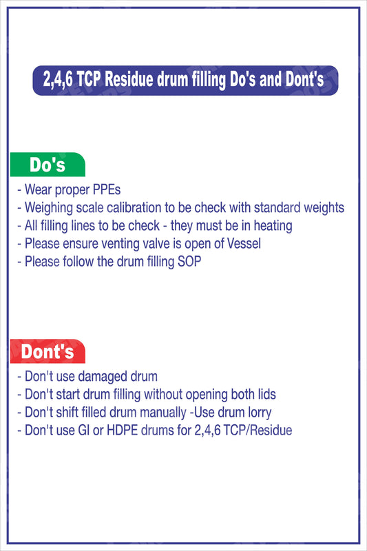 PP-40 2,4,6 TCP Residue Drum Filling - Do's and Don'ts workplace safety poster