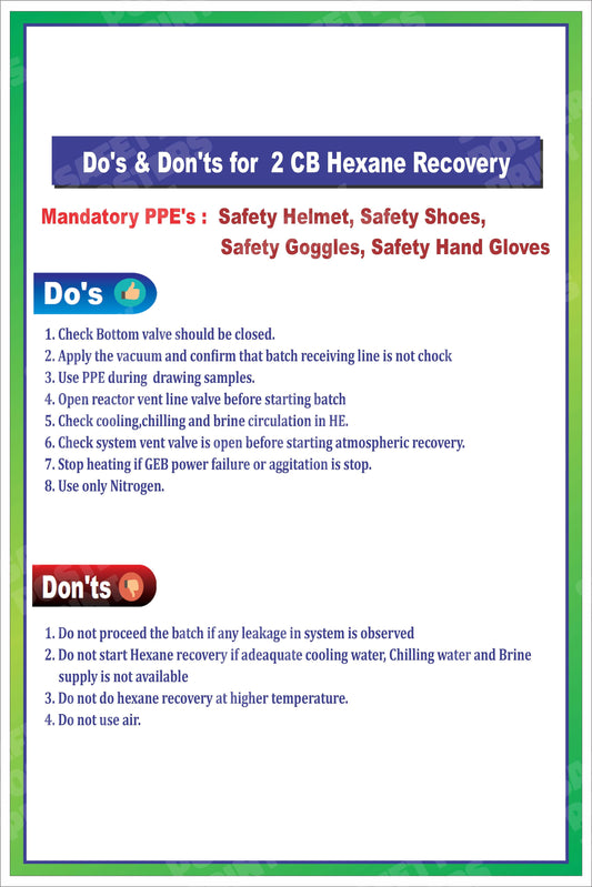 PP-49 2 CB Hexane Recovery - Do's and Don'ts workplace safety poster