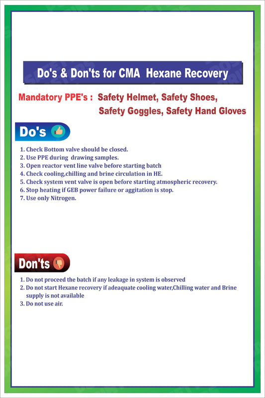 PP-56 CMA Hexane Recovery - Do's and Don'ts workplace safety poster