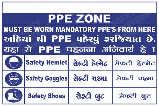 PPE Zone - Helmet, Goggles and Safety Shoes Required