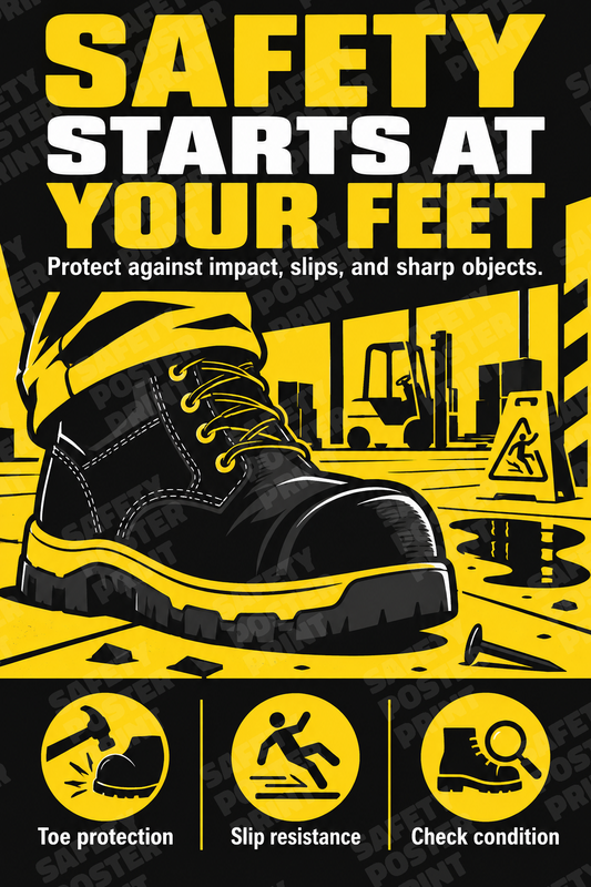 Safety Starts at Your Feet - English vertical safety poster - PPE-162