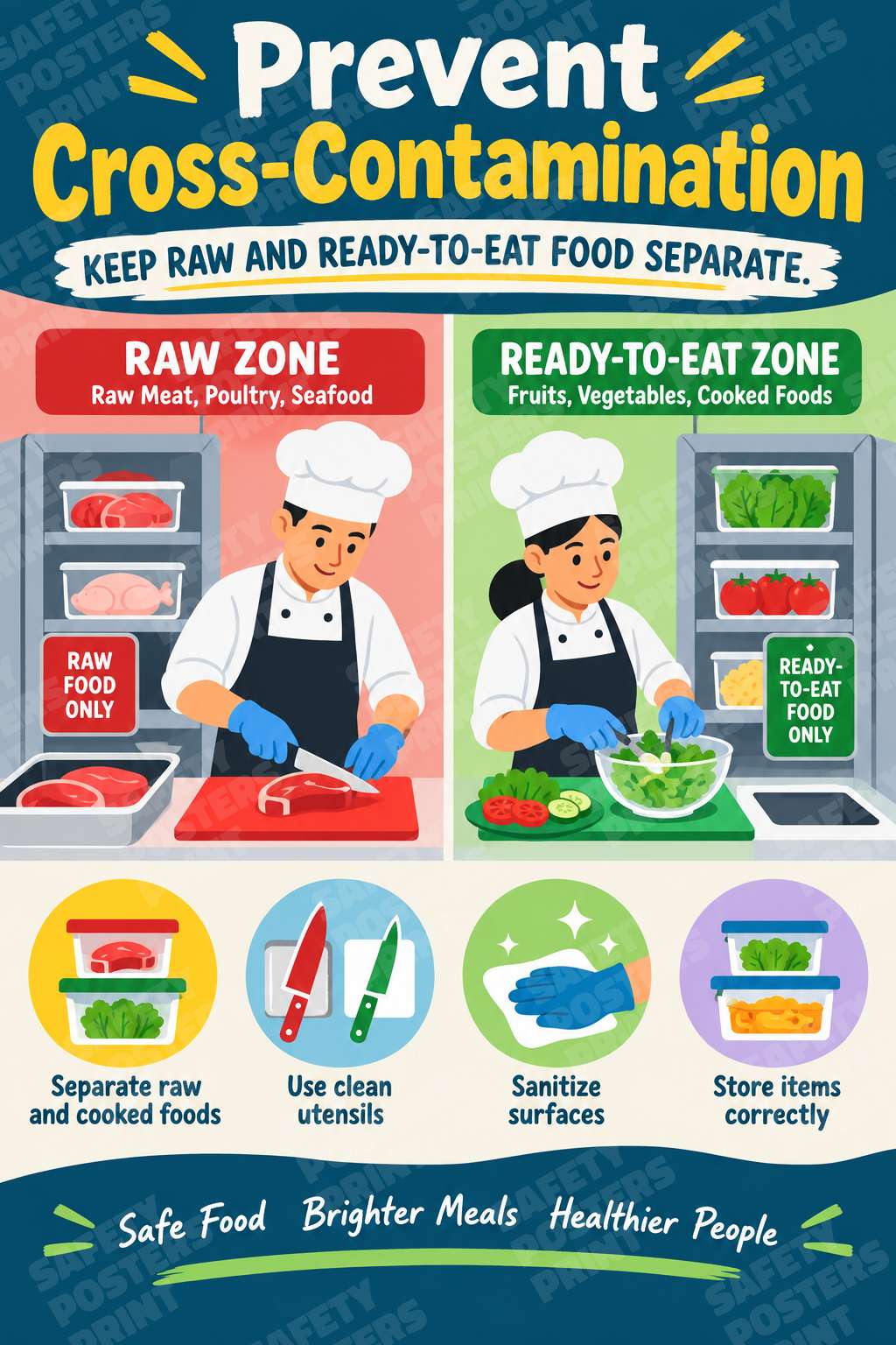 Prevent Cross-Contamination - Separate Raw and Ready-to-Eat Food