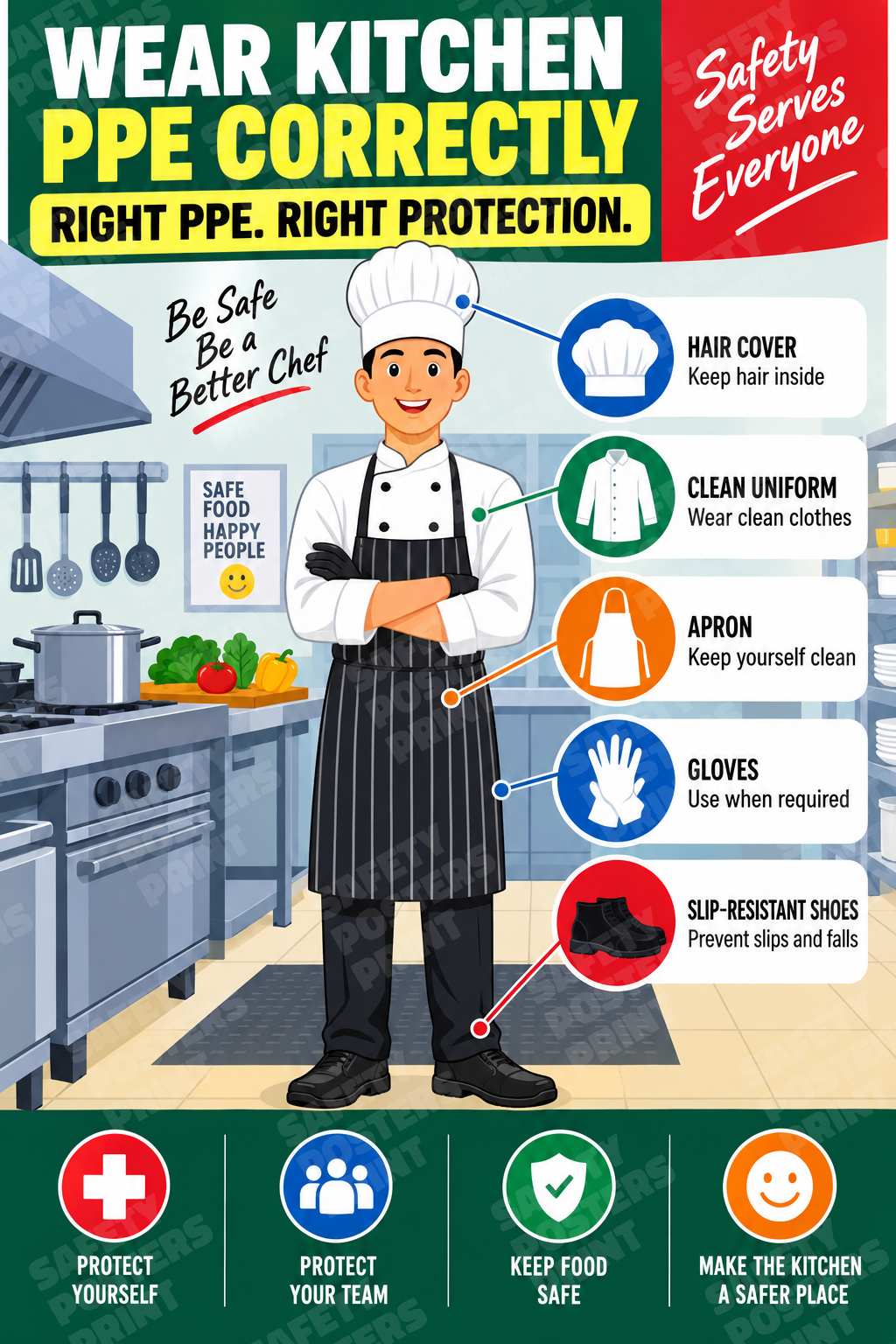 Wear Kitchen PPE Correctly - Right PPE Right Protection