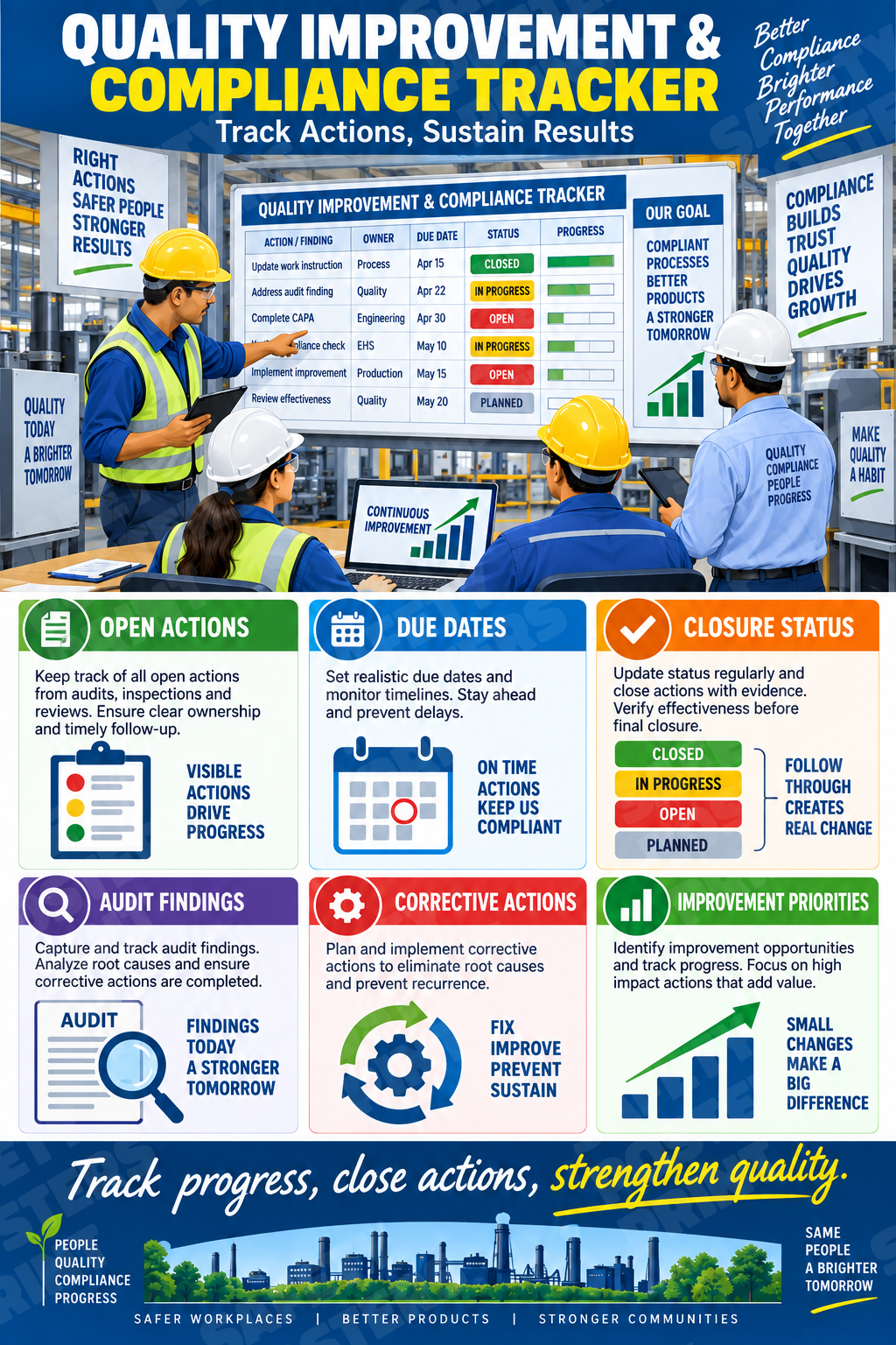 Quality Improvement & Compliance Tracker industrial poster SMS-121