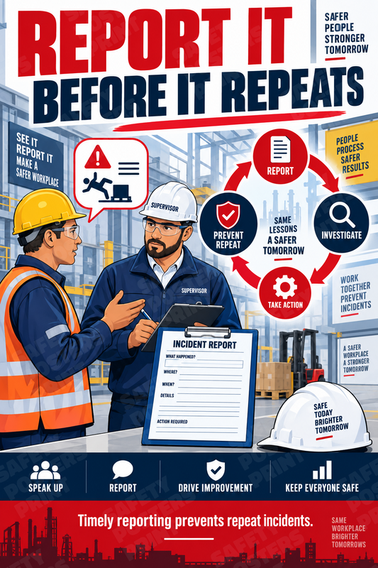 Report It Before It Repeats industrial poster SMS-122
