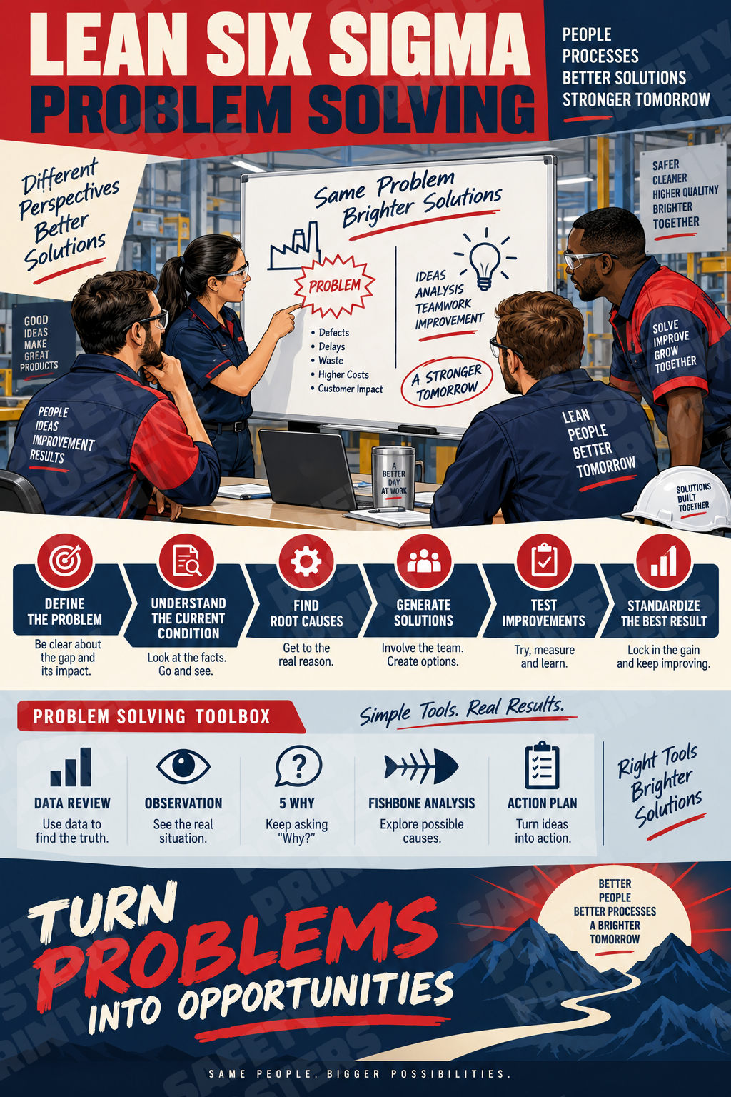 Lean Six Sigma Problem Solving industrial poster SMS-124