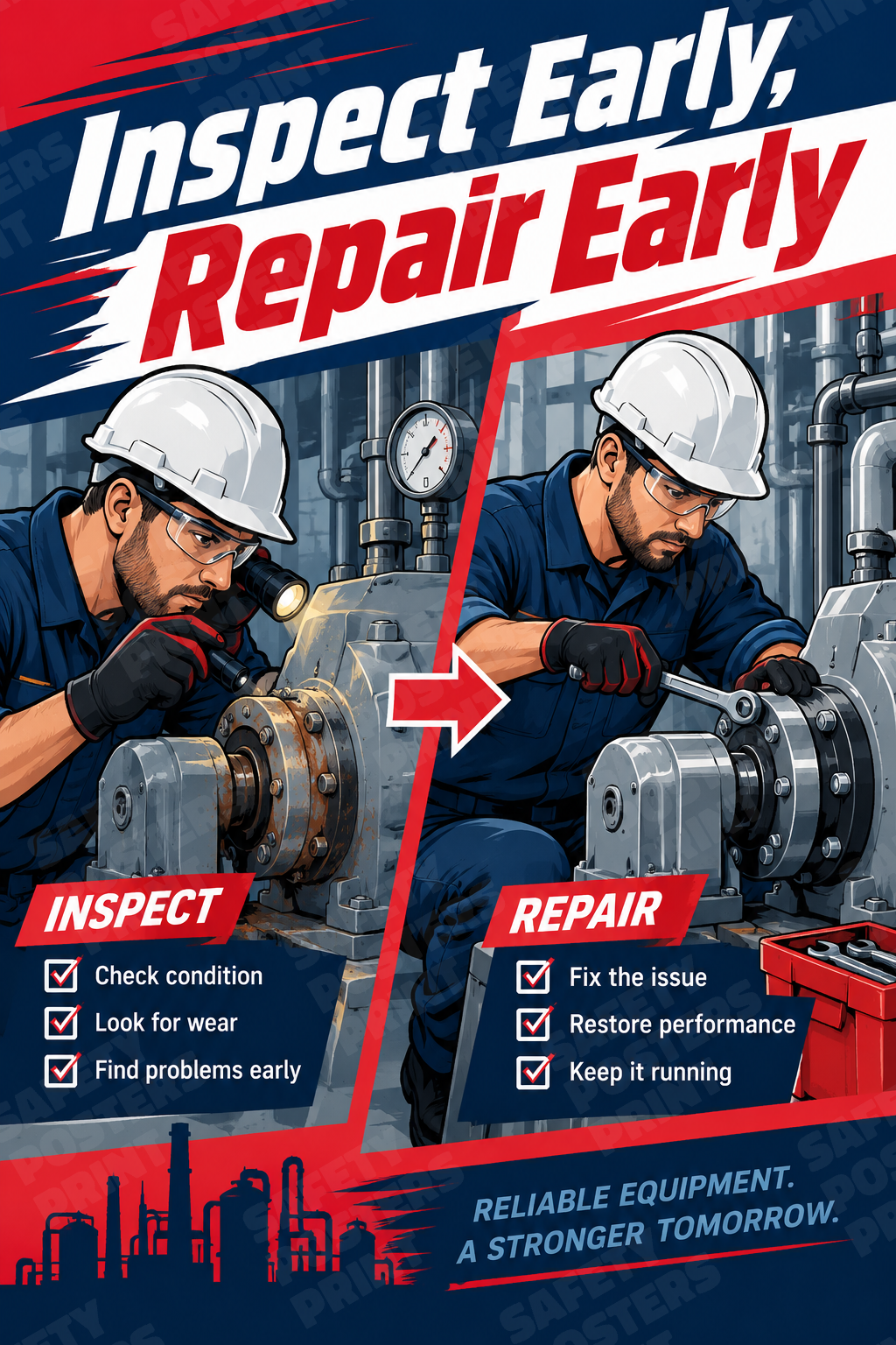 Inspect Early, Repair Early industrial poster SMS-147