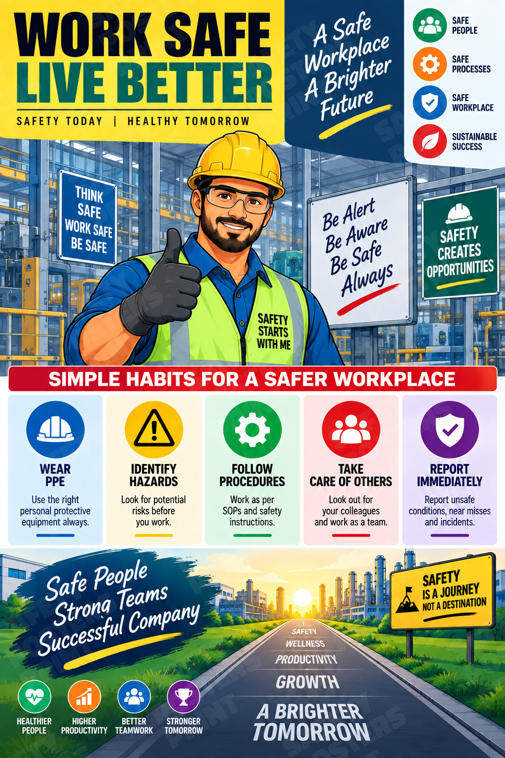 Work Safe, Live Better industrial poster SMS-149