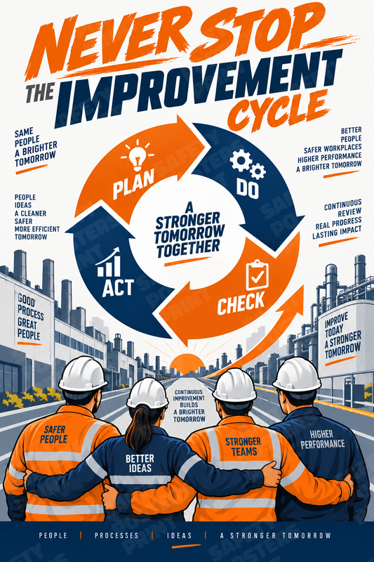 Never Stop the Improvement Cycle industrial poster SMS-163