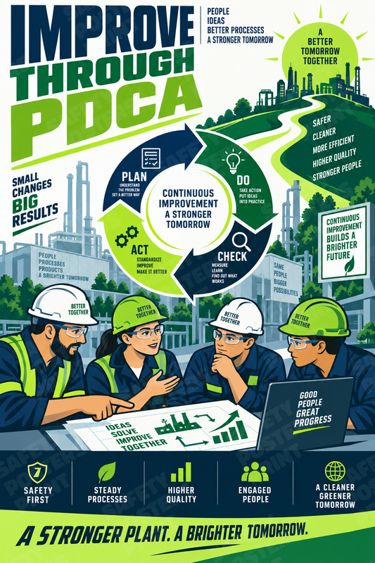 Improve Through PDCA industrial poster SMS-176