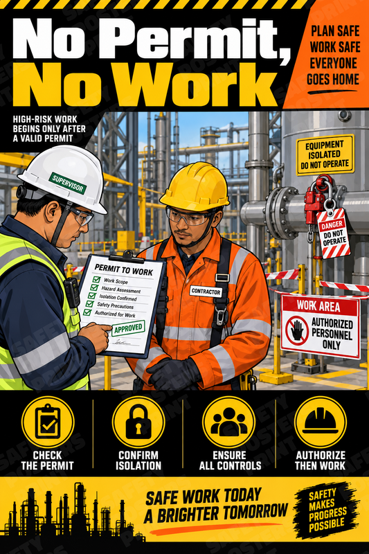 No Permit, No Work industrial poster SMS-180