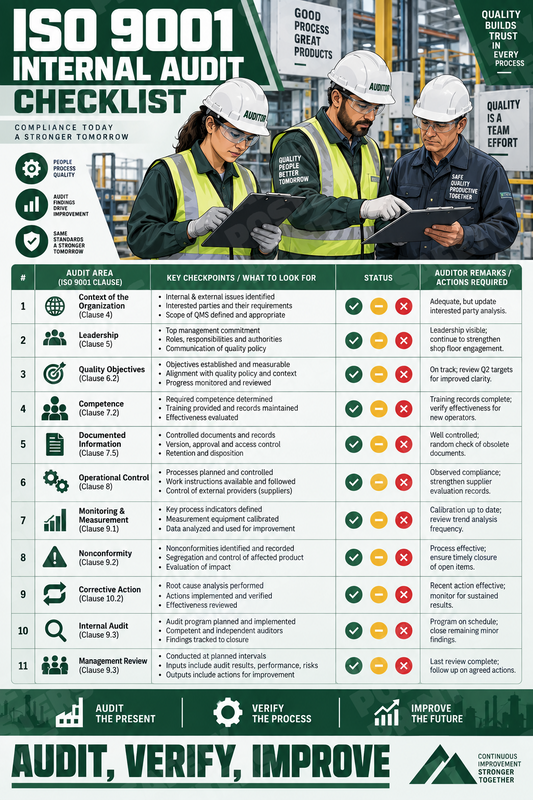 ISO 9001 Internal Audit Checklist industrial poster SMS-201