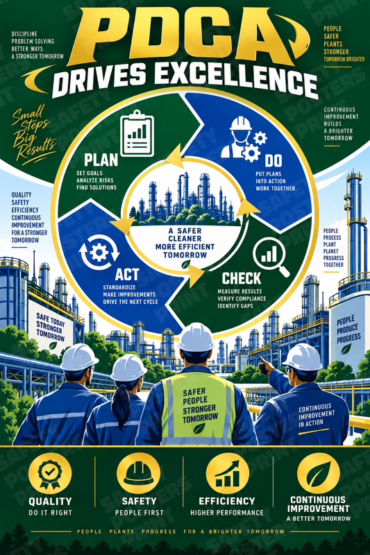 PDCA Drives Excellence industrial poster SMS-214