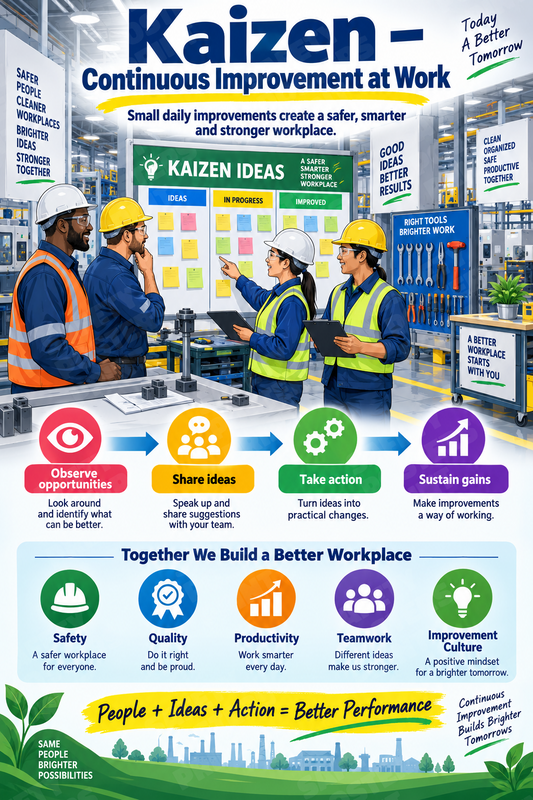 Kaizen - Continuous Improvement at Work industrial poster SMS-217