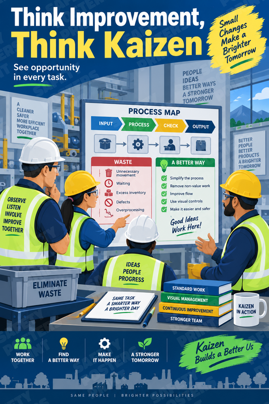 Think Improvement, Think Kaizen industrial poster SMS-218