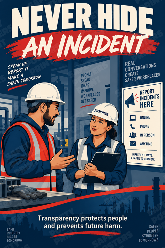 Never Hide an Incident industrial poster SMS-220
