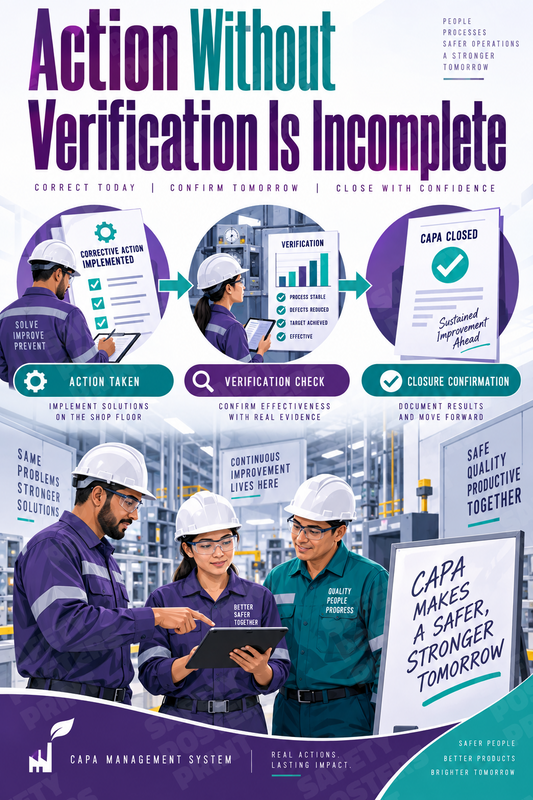 Action Without Verification Is Incomplete industrial poster SMS-226