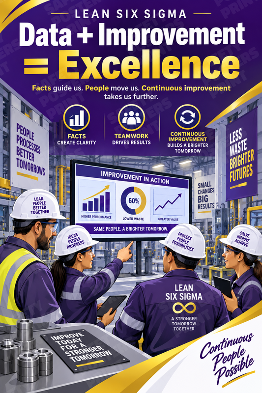 Data + Improvement = Excellence industrial poster SMS-228