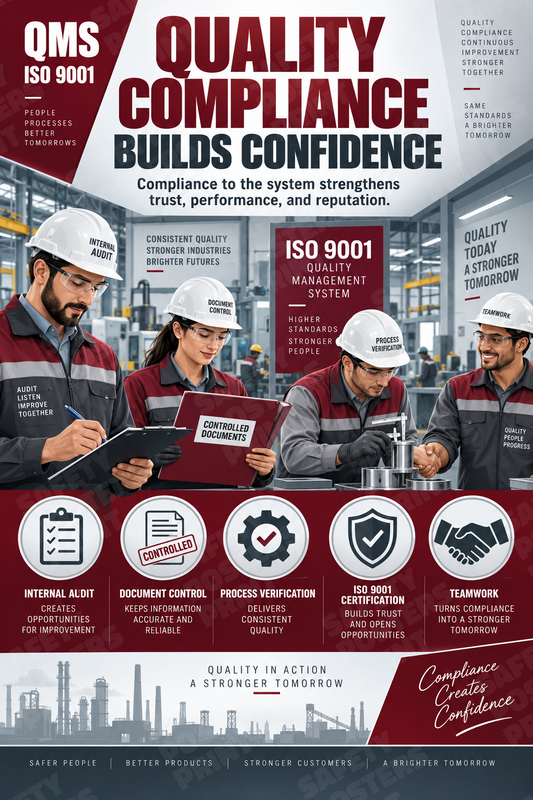 Quality Compliance Builds Confidence industrial poster SMS-256