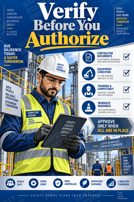 Verify Before You Authorize industrial poster SMS-261
