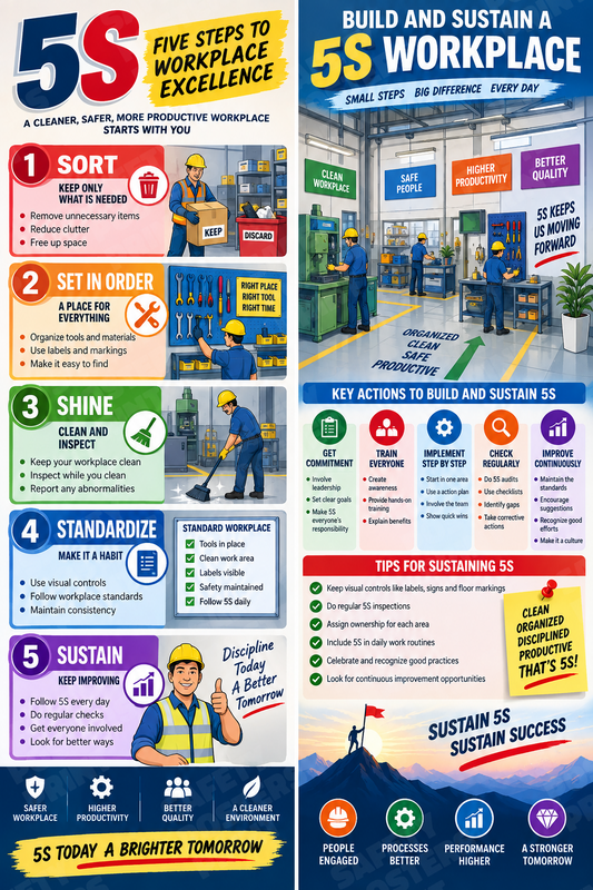 Build and Sustain a 5S Workplace - Safety Poster - SMS-65