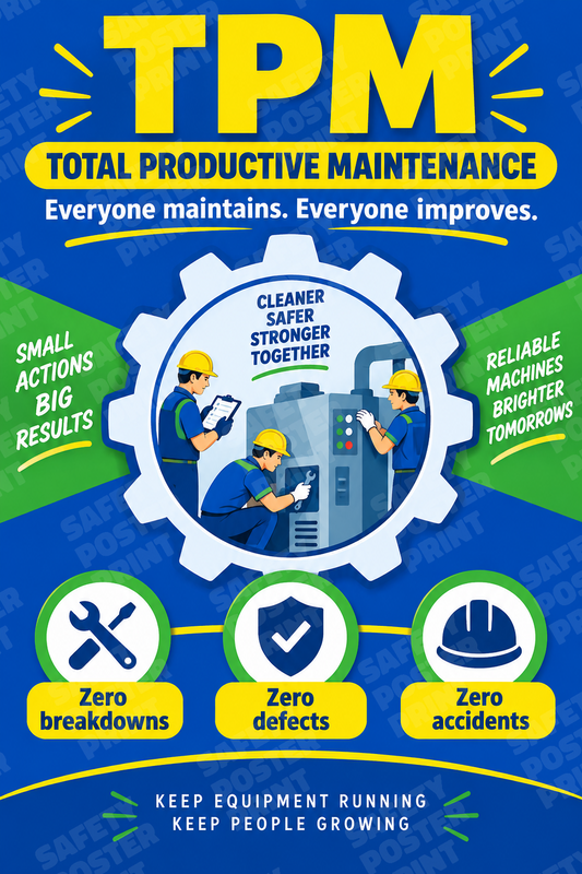 TPM - Total Productive Maintenance - Everyone Improves - English vertical safety poster - TPM-7