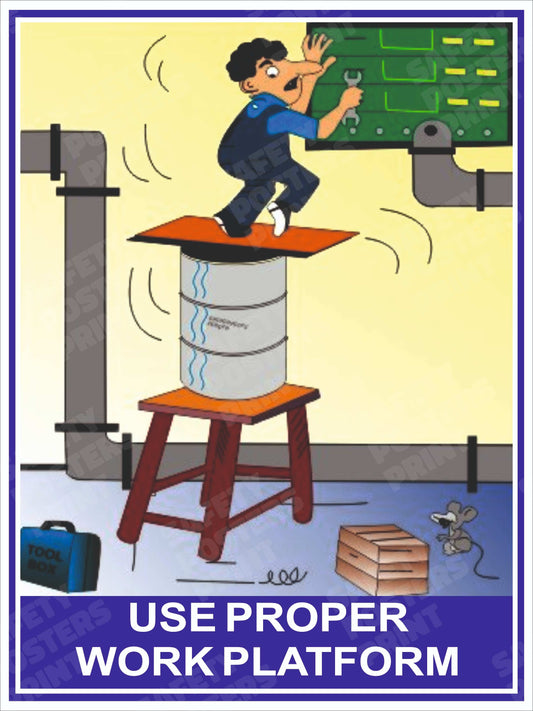 Use Proper Work Platform - Avoid Injury - Safety Poster - WAH-19