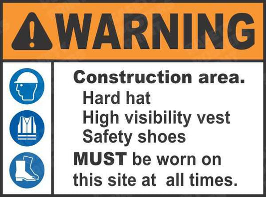 Construction Area - Mandatory PPE Warning