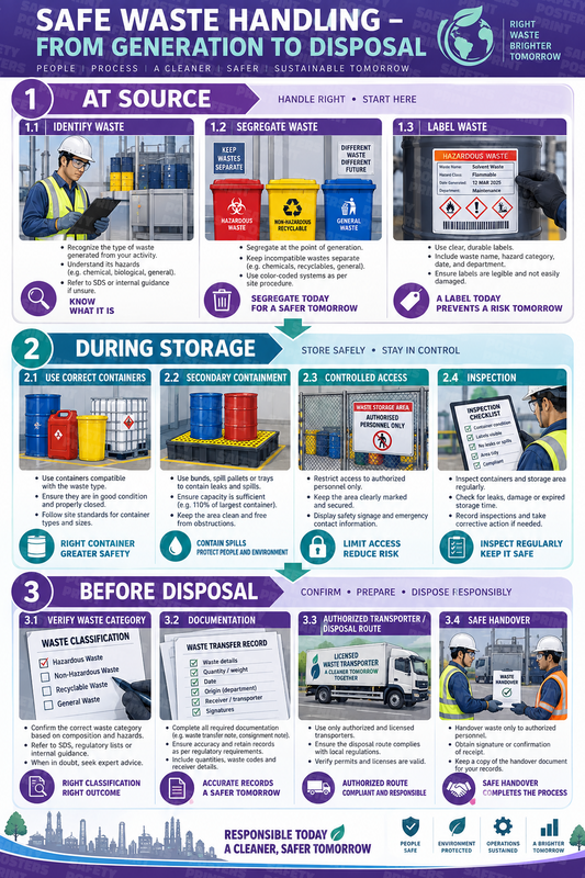 Safe Waste Handling - From Generation to Disposal safety poster