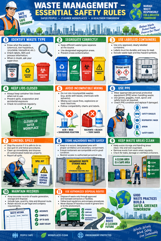 Waste Management - Essential Safety Rules safety poster