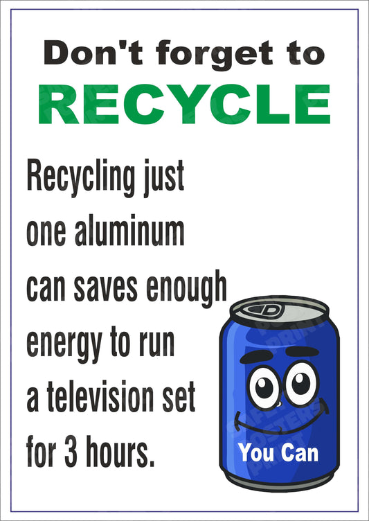 WM-21 Don't Forget to Recycle - Save Energy workplace safety poster