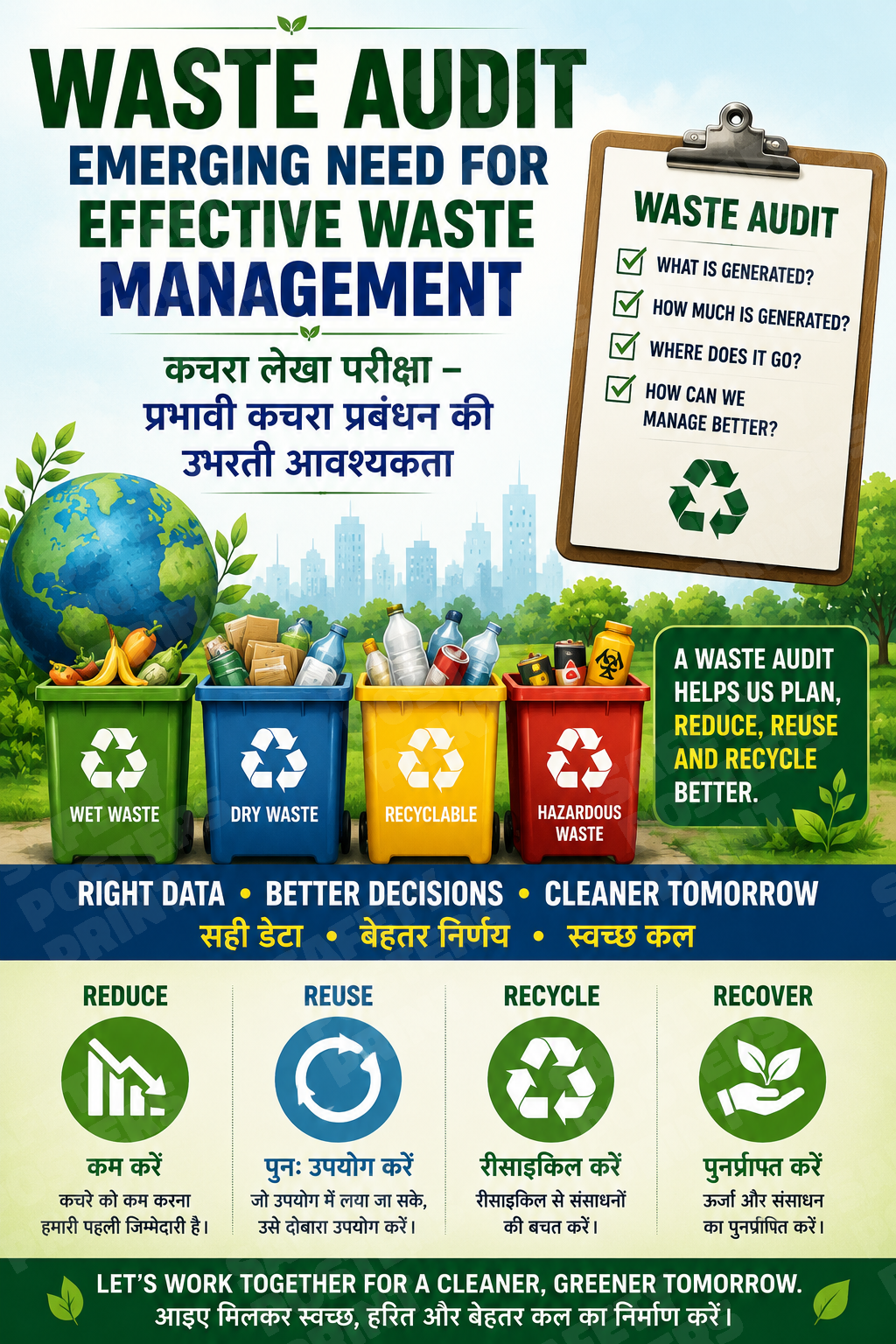 WM-25 Waste Audit - Effective Waste Management Guide workplace safety poster