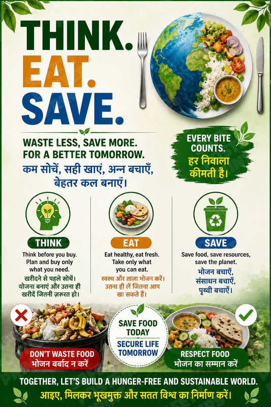 WM-26 Think, Eat, Save - Reduce Food Waste workplace safety poster